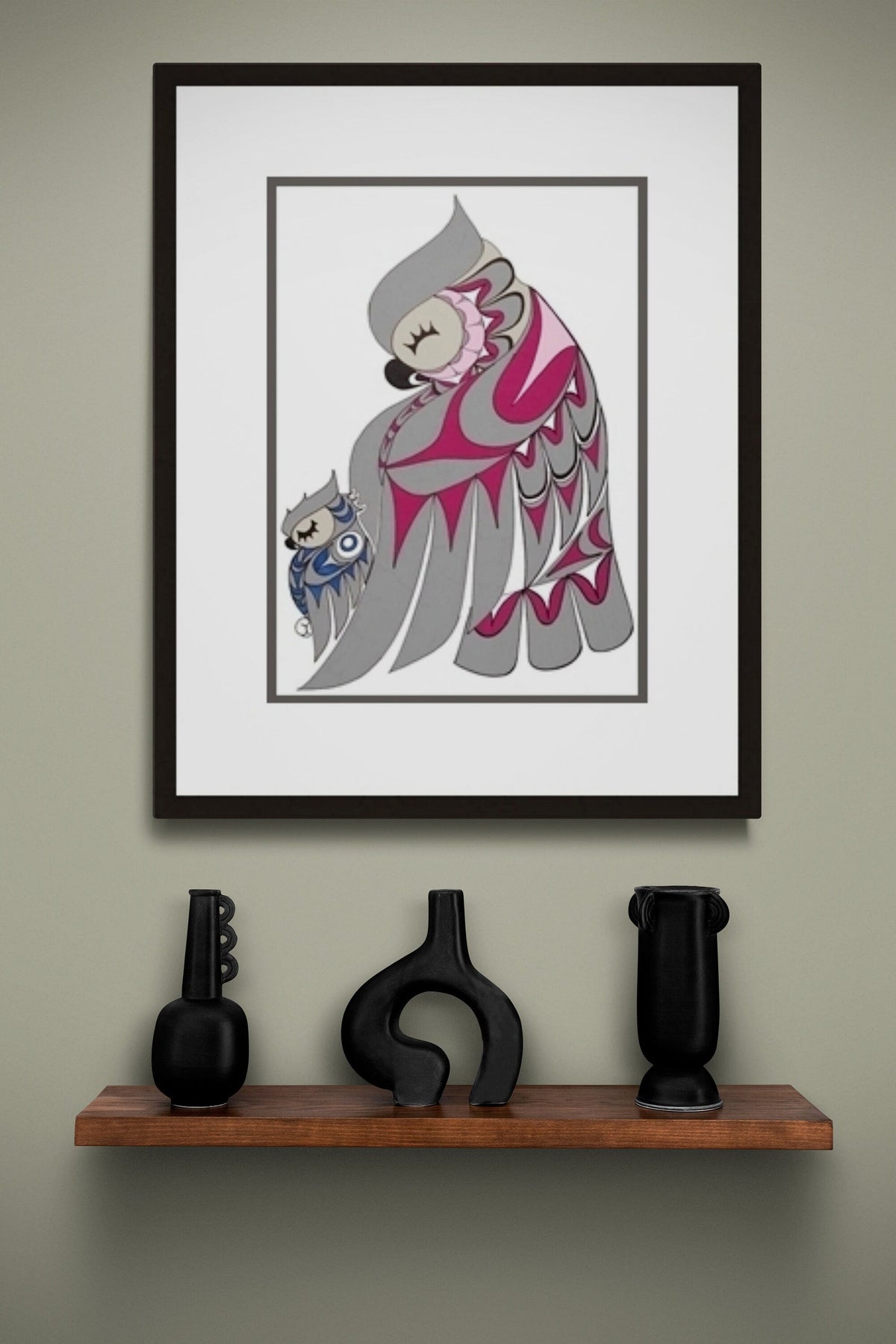 Mère et bébé par Angela Kimble, impression d'art autochtone, Premières Nations, décor amérindien