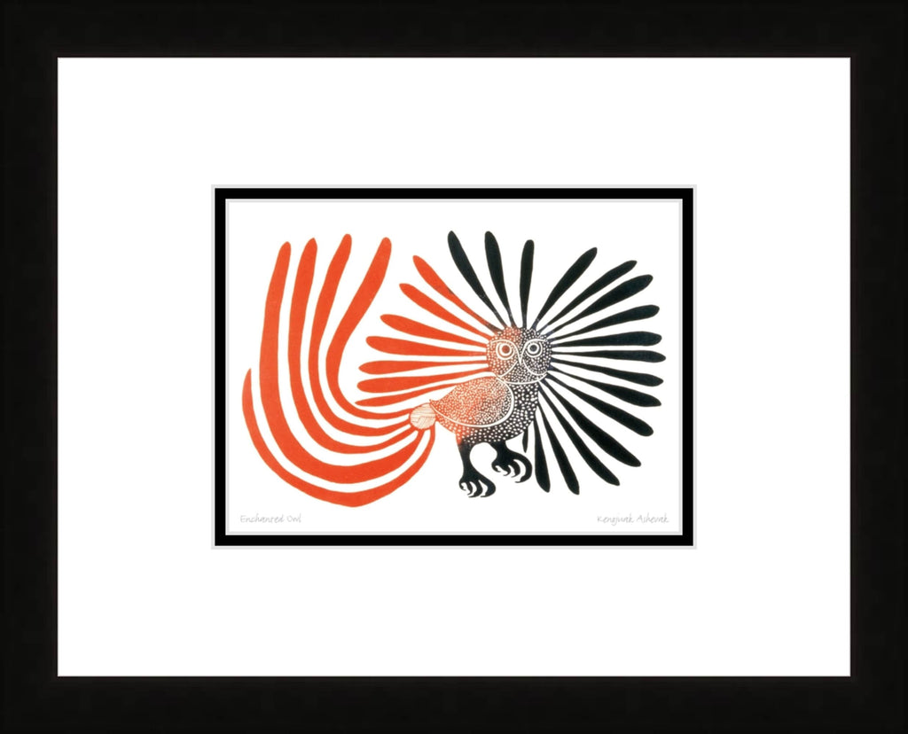 Enchanted Owl by Kenojuak Ashevak, Indigenous Inuit Art Card, Aboriginal Decor, Framed Art Card