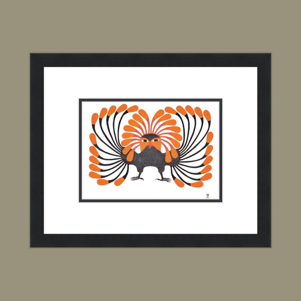 Autumnal Owl, 1999 (Stonecut) by Kenojuak Ashevak, Indigenous Inuit Art Card, Aboriginal Decor, Framed Art Card
