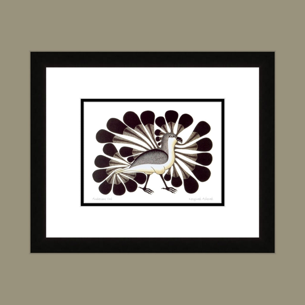 Audacious Owl by Kenojuak Ashevak, Indigenous Inuit Art Card, Aboriginal Decor, Framed Art Card