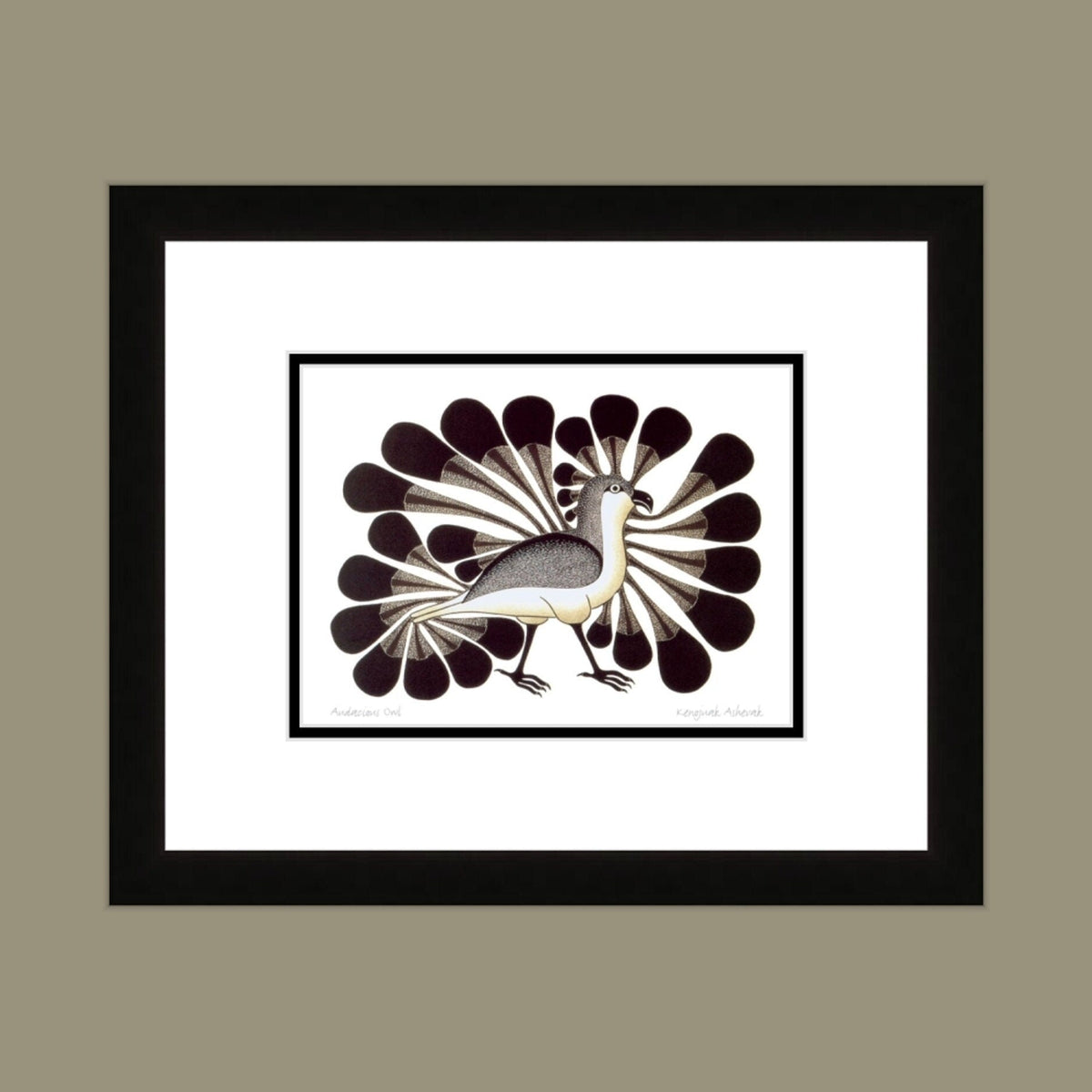 Audacious Owl by Kenojuak Ashevak, Indigenous Inuit Art Card, Aboriginal Decor, Framed Art Card