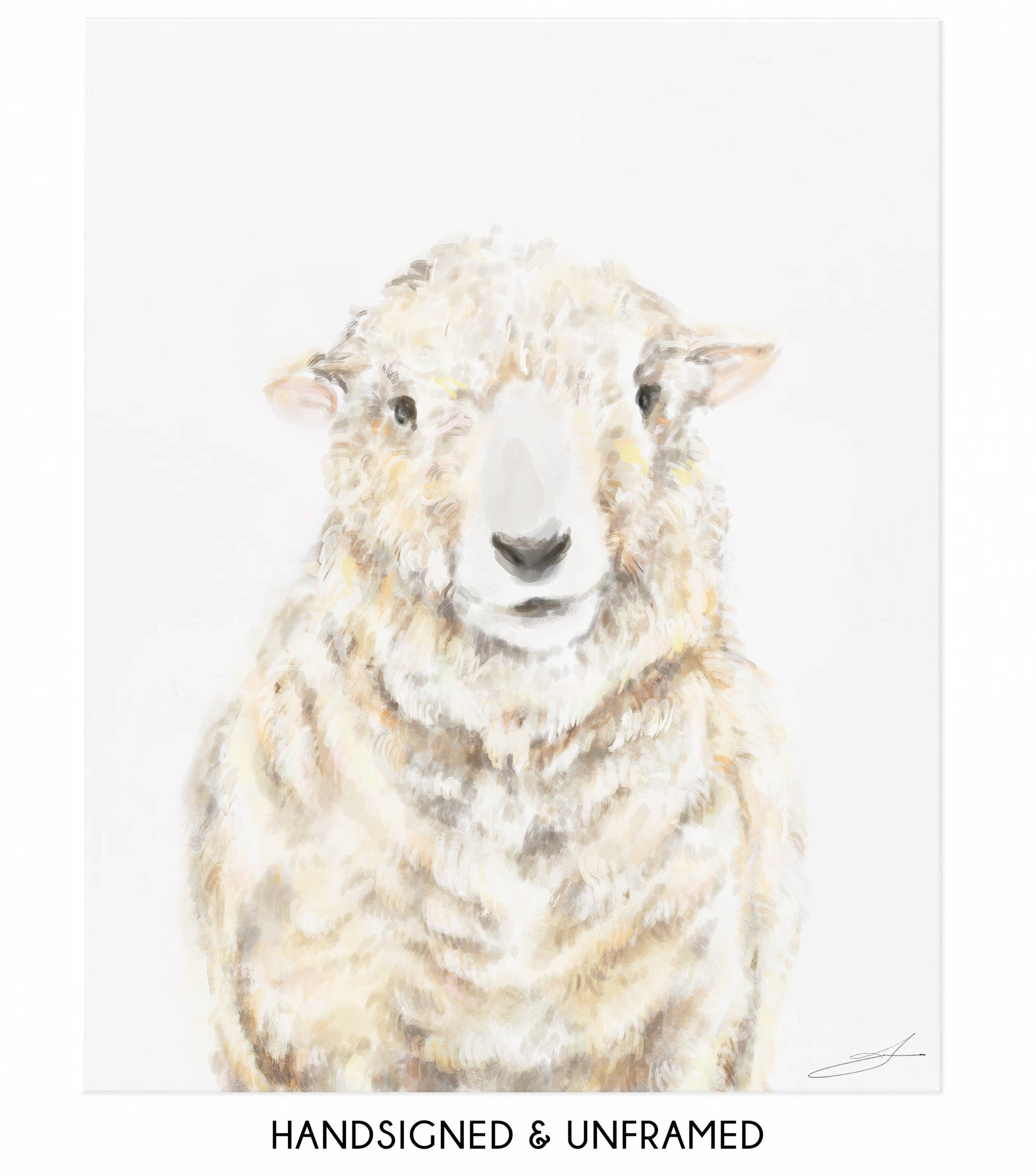 Estampe artistique représentant des moutons de ferme -