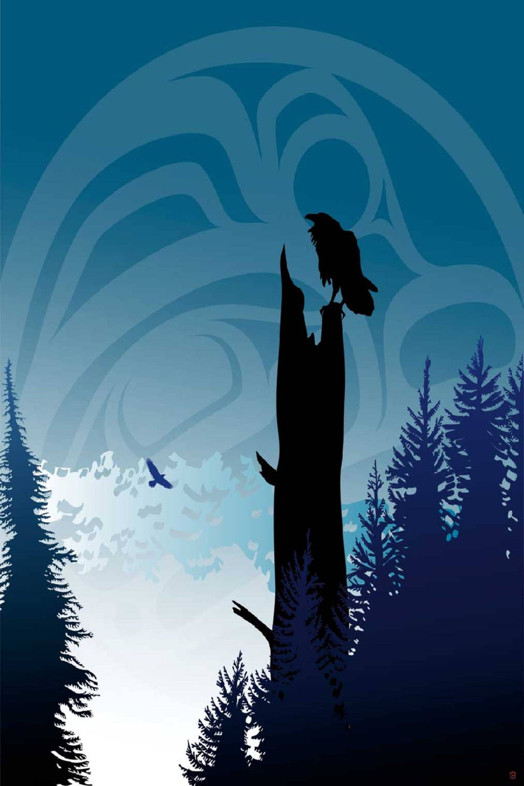Raven's Lookout par Mark Preston, gravure d'art autochtone, Premières Nations, Autochtones, Tlingit, territoire du Yukon, art encadré