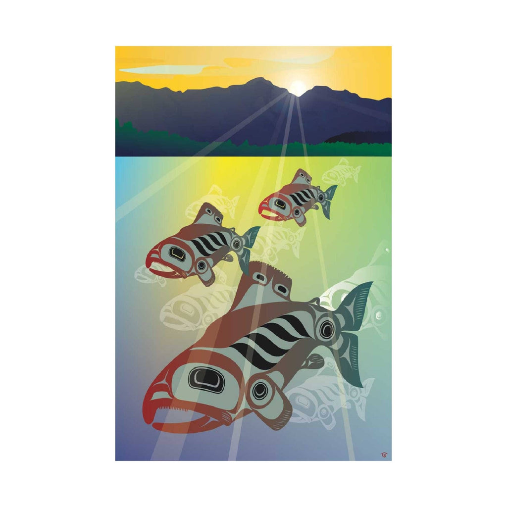 Salmon Fall Run par Mark Preston, impression d'art autochtone, Premières Nations, Amérindiens, Tlingit, territoire du Yukon, art encadré