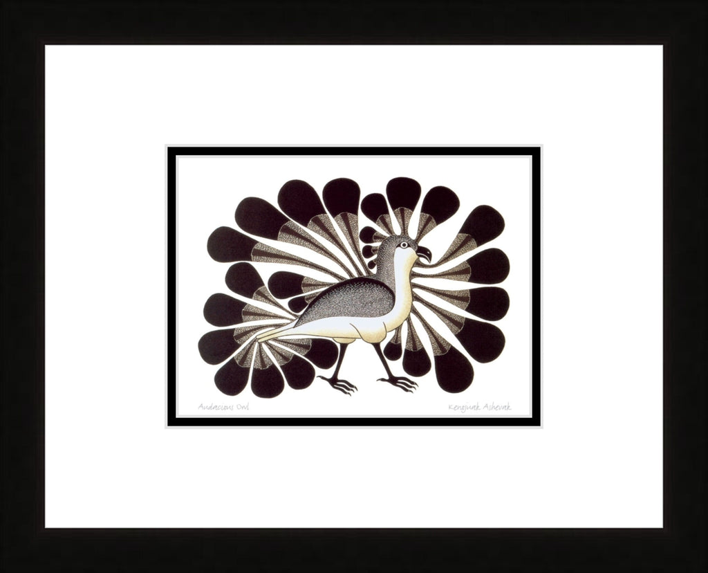 Audacious Owl by Kenojuak Ashevak, Indigenous Inuit Art Card, Aboriginal Decor, Framed Art Card