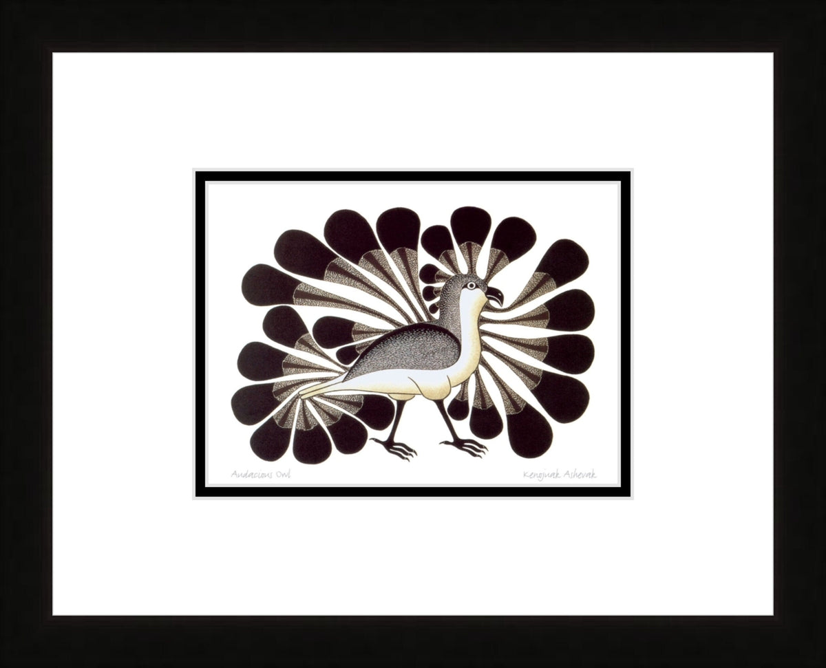 Audacious Owl by Kenojuak Ashevak, Indigenous Inuit Art Card, Aboriginal Decor, Framed Art Card