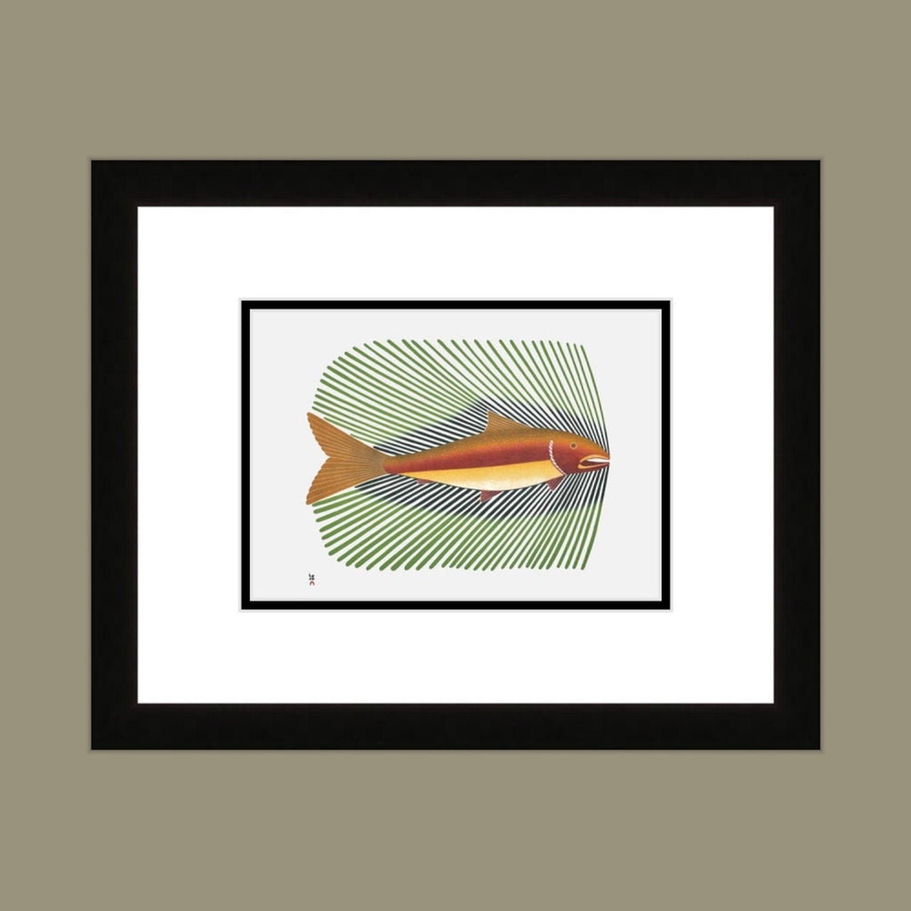 Summer Char (Stonecut & Stencil) by Kenojuak Ashevak, Indigenous Inuit Art Card, Aboriginal Decor, Framed Art Card