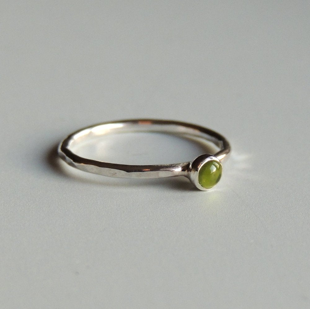 Peridot Ring Sterling Silver Stacking Ring Green Ring