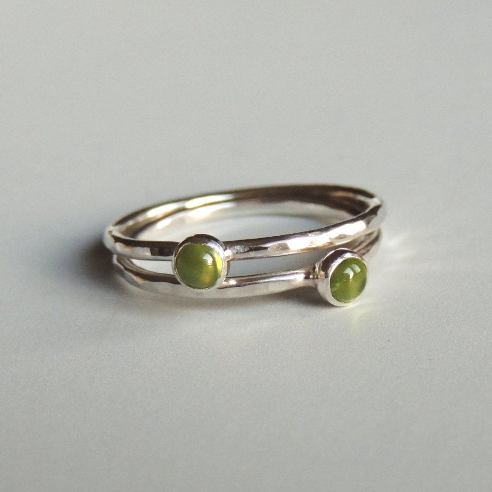 Peridot Ring Sterling Silver Stacking Ring Green Ring