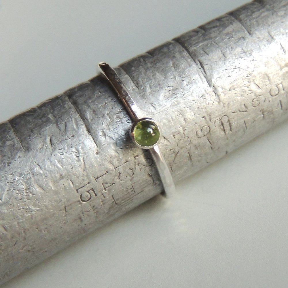 Peridot Ring Sterling Silver Stacking Ring Green Ring