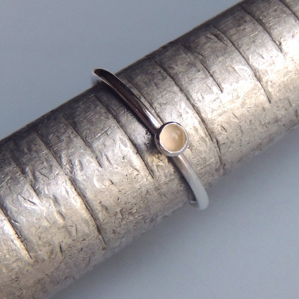 Moonstone Ring Sterling Silver Stacking Ring White Stone Ring