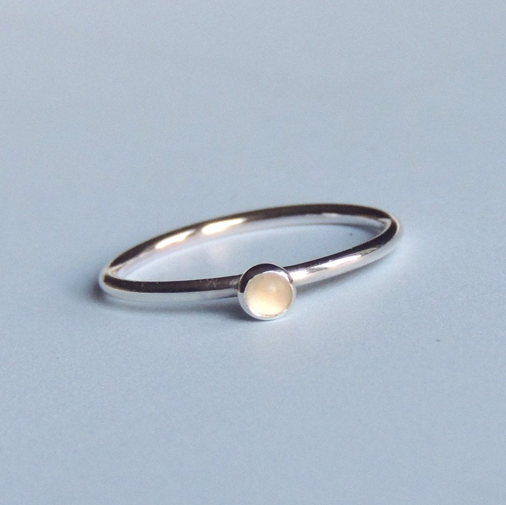 Moonstone Ring Sterling Silver Stacking Ring White Stone Ring