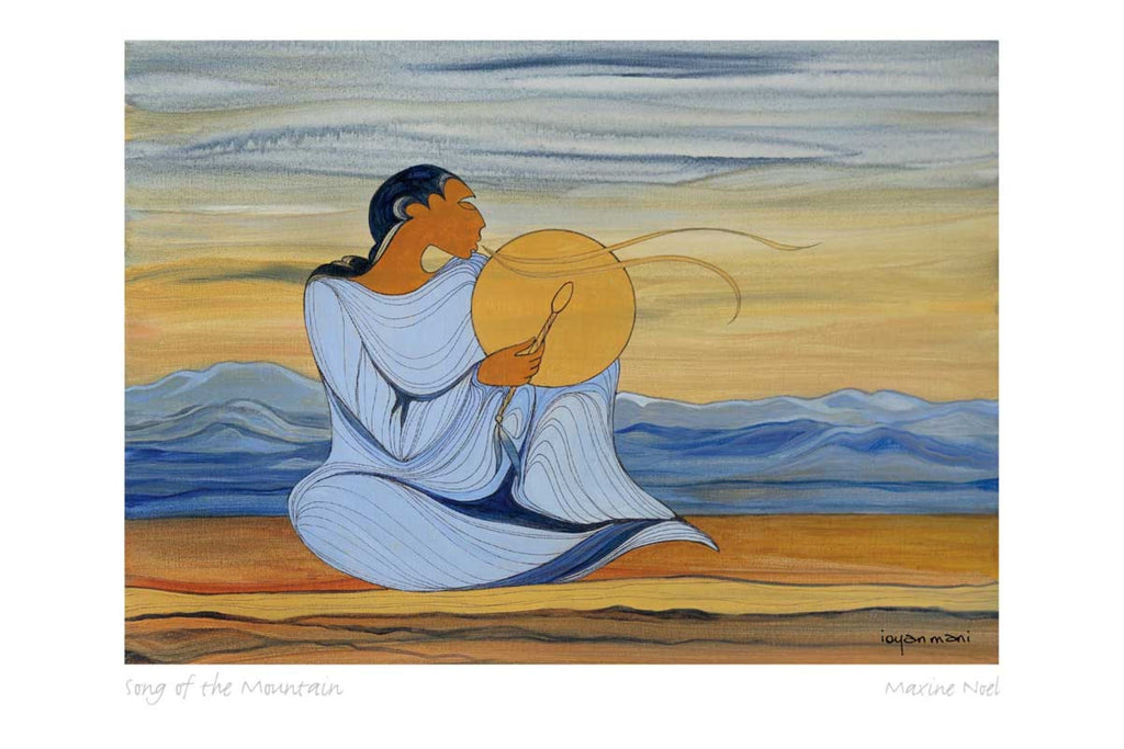 Chant de la montagne par Maxine Noel, carte d'art autochtone, Premières Nations, Amérindiens, carte d'art encadrée