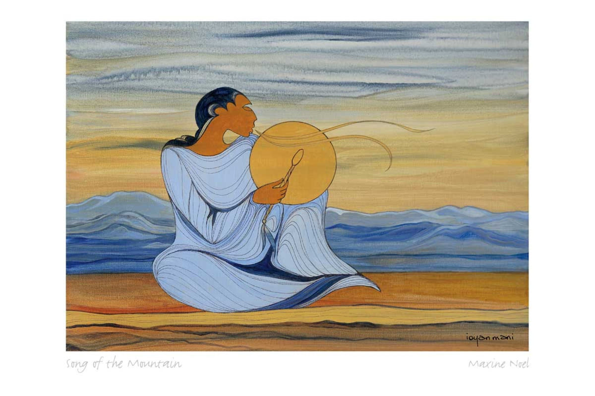 Chant de la montagne par Maxine Noel, carte d'art autochtone, Premières Nations, Amérindiens, carte d'art encadrée