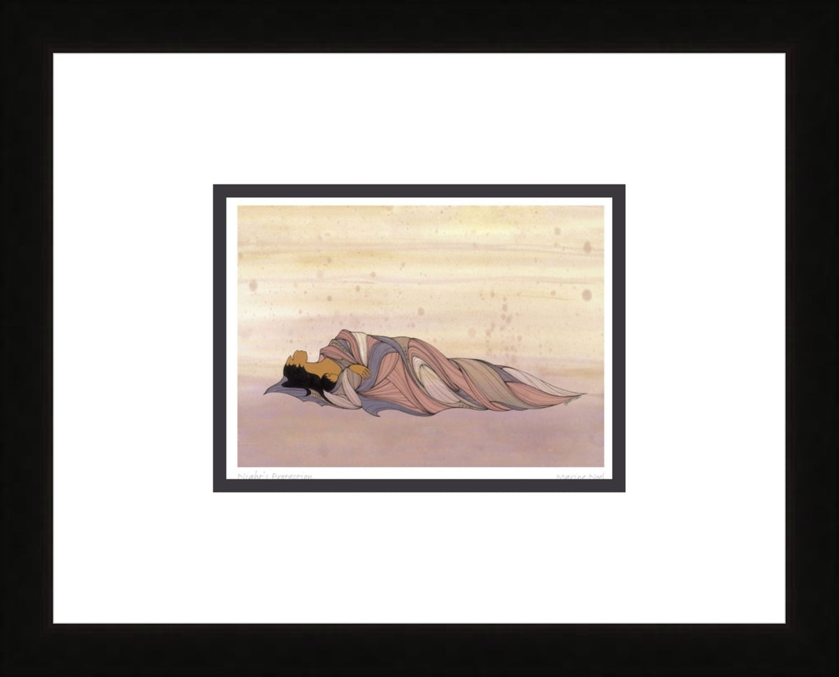 Protection de la nuit par Maxine Noel, carte d'art autochtone, Premières Nations, Amérindiens, carte d'art encadrée
