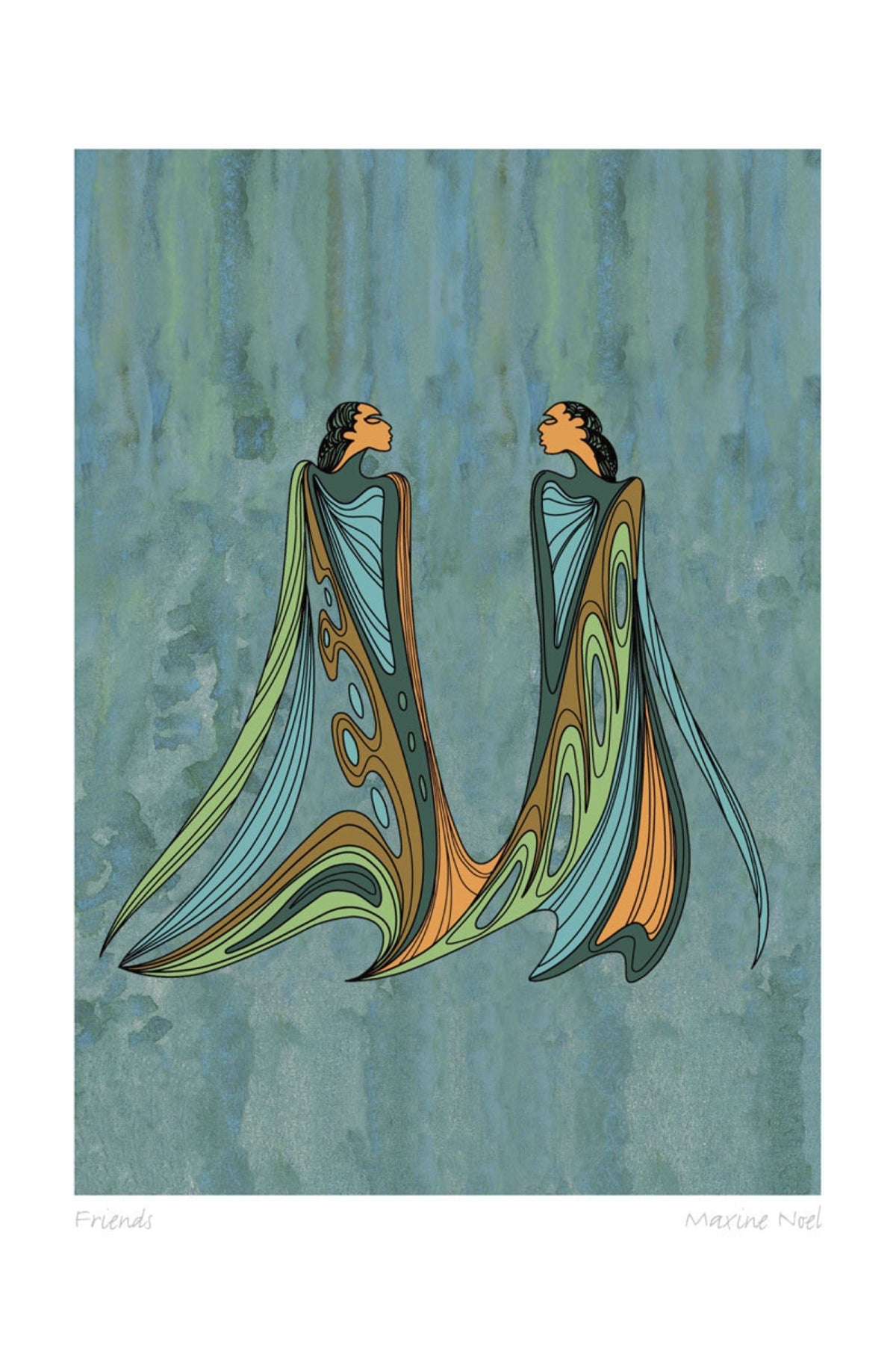 Amis par Maxine Noel, carte d'art autochtone, Premières Nations, Amérindiens, carte d'art encadrée