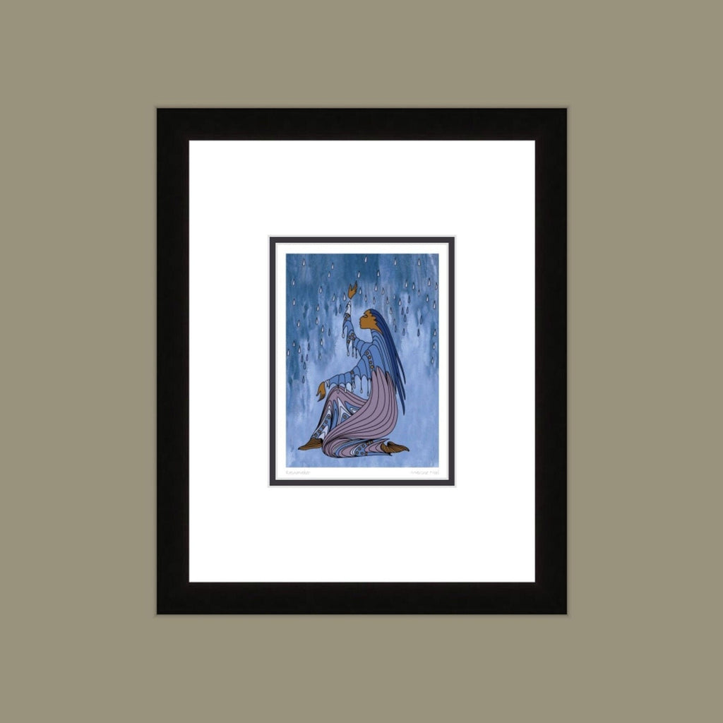 Faiseur de pluie par Maxine Noel, carte d'art autochtone, Premières Nations, Amérindiens, carte d'art encadrée