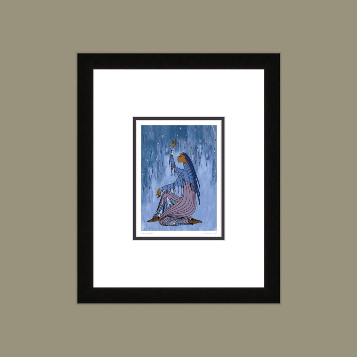 Faiseur de pluie par Maxine Noel, carte d'art autochtone, Premières Nations, Amérindiens, carte d'art encadrée
