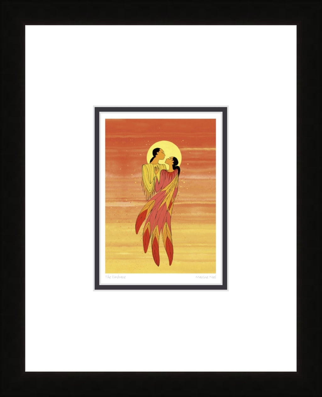 L'étreinte par Maxine Noel, carte d'art autochtone, Premières Nations, Amérindiens, carte d'art encadrée
