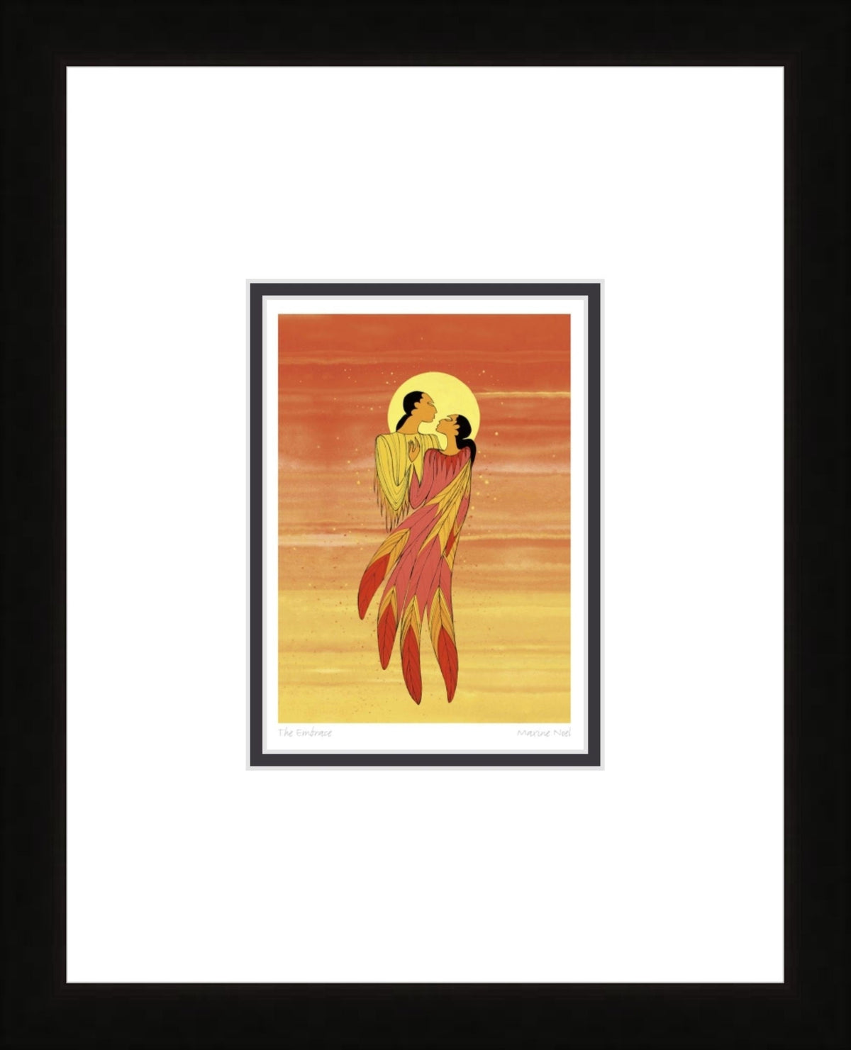 L'étreinte par Maxine Noel, carte d'art autochtone, Premières Nations, Amérindiens, carte d'art encadrée