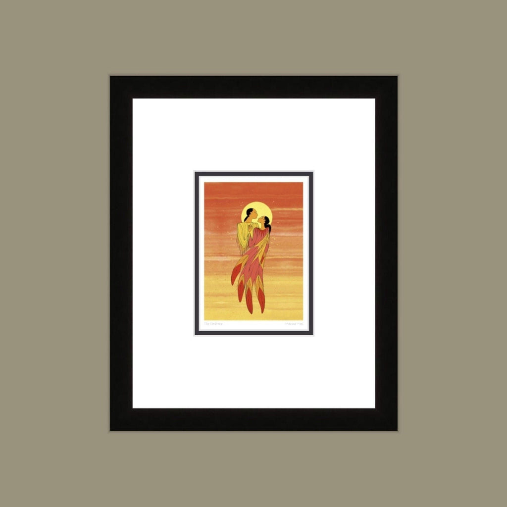 L'étreinte par Maxine Noel, carte d'art autochtone, Premières Nations, Amérindiens, carte d'art encadrée