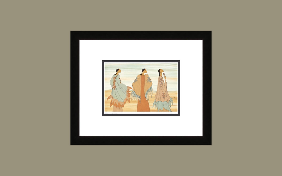 En route vers la danse par Maxine Noel, reproduction d'art autochtone, Premières Nations, Amérindiens, œuvre encadrée