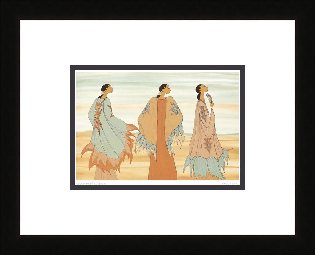 En route vers la danse par Maxine Noel, reproduction d'art autochtone, Premières Nations, Amérindiens, œuvre encadrée