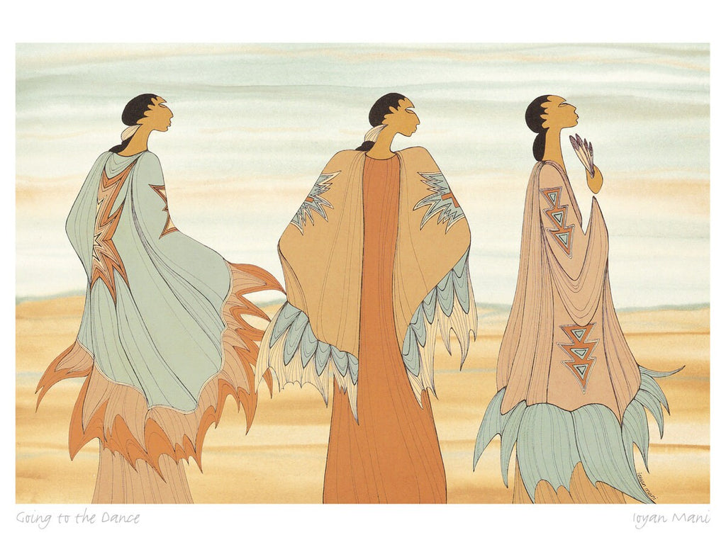 En route vers la danse par Maxine Noel, reproduction d'art autochtone, Premières Nations, Amérindiens, œuvre encadrée