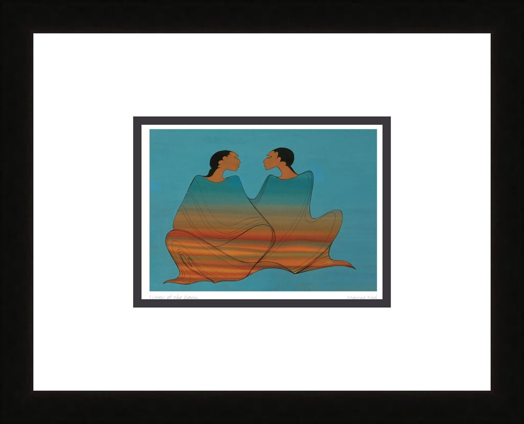Sisters of the Dawn by Maxine Noel, Indigenous Art Print, First Nations, Native Americans, Framed Art Card