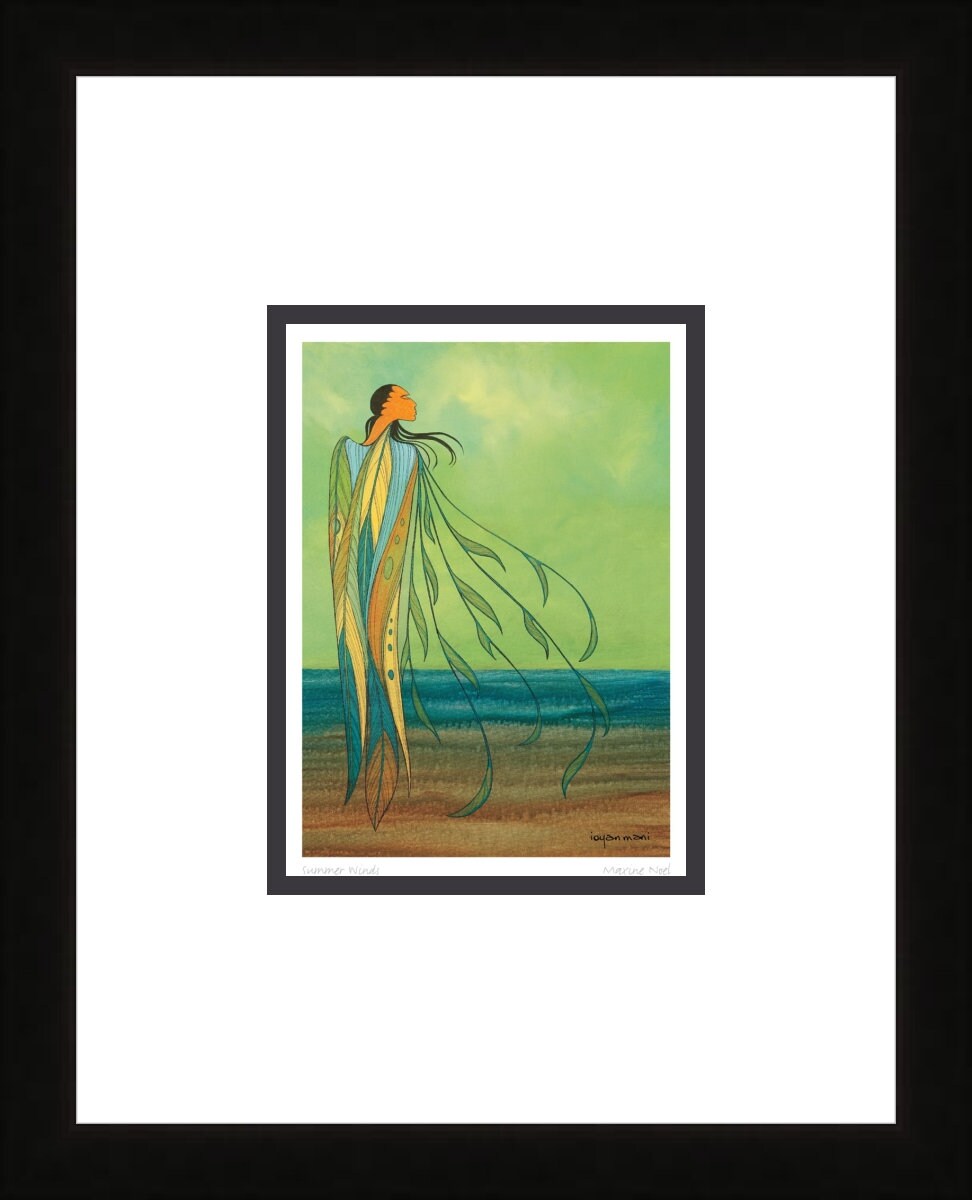 Summer Winds par Maxine Noel, gravure d'art autochtone, Premières Nations, Autochtones, carte d'art encadrée