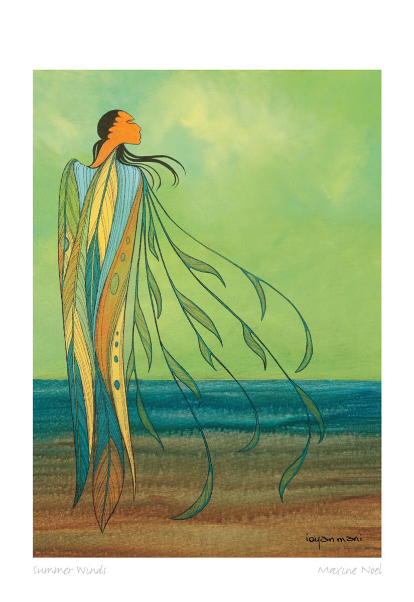 Summer Winds par Maxine Noel, gravure d'art autochtone, Premières Nations, Autochtones, carte d'art encadrée