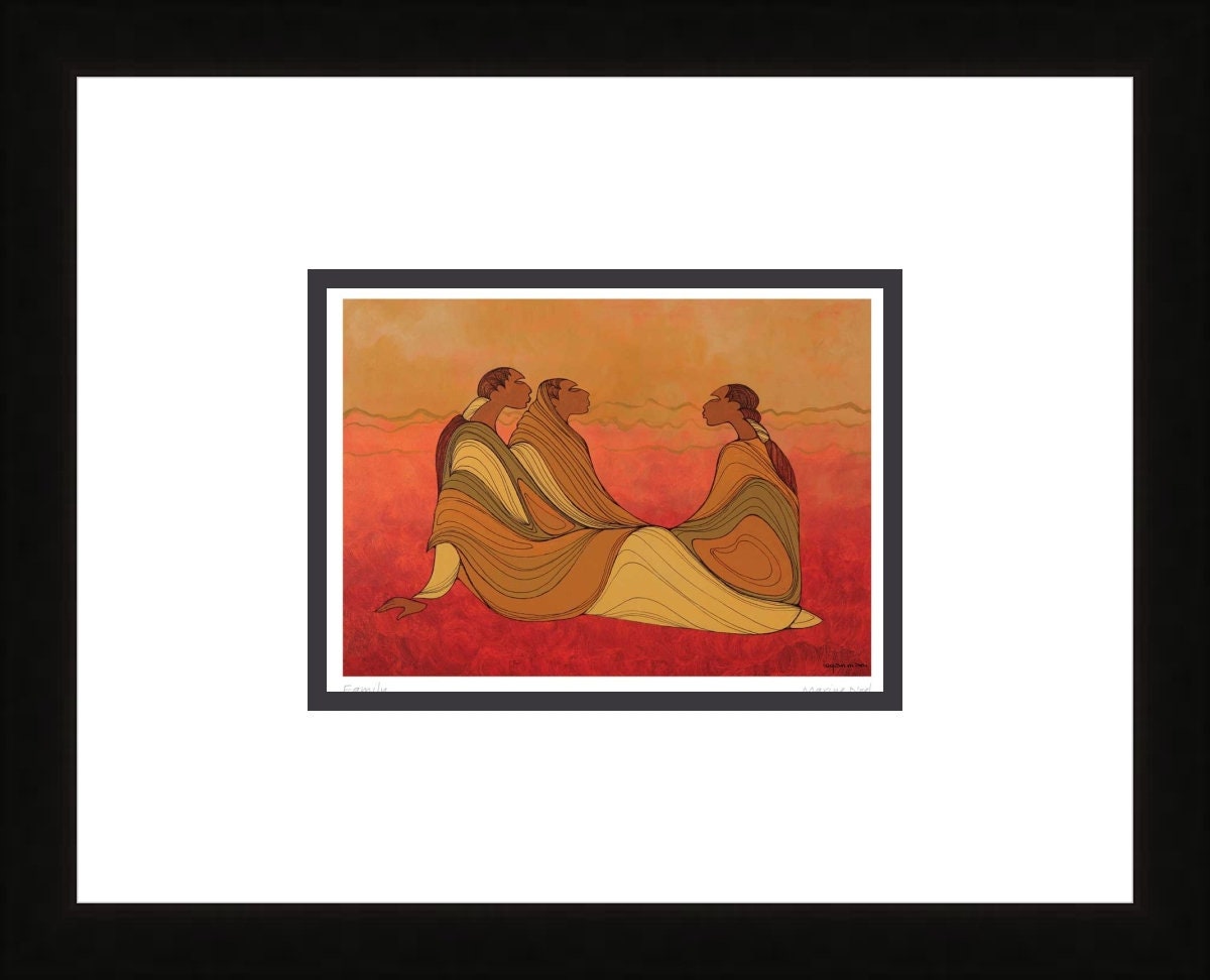 Famille par Maxine Noel, impression d'art autochtone, Premières Nations, Amérindiens, carte d'art encadrée