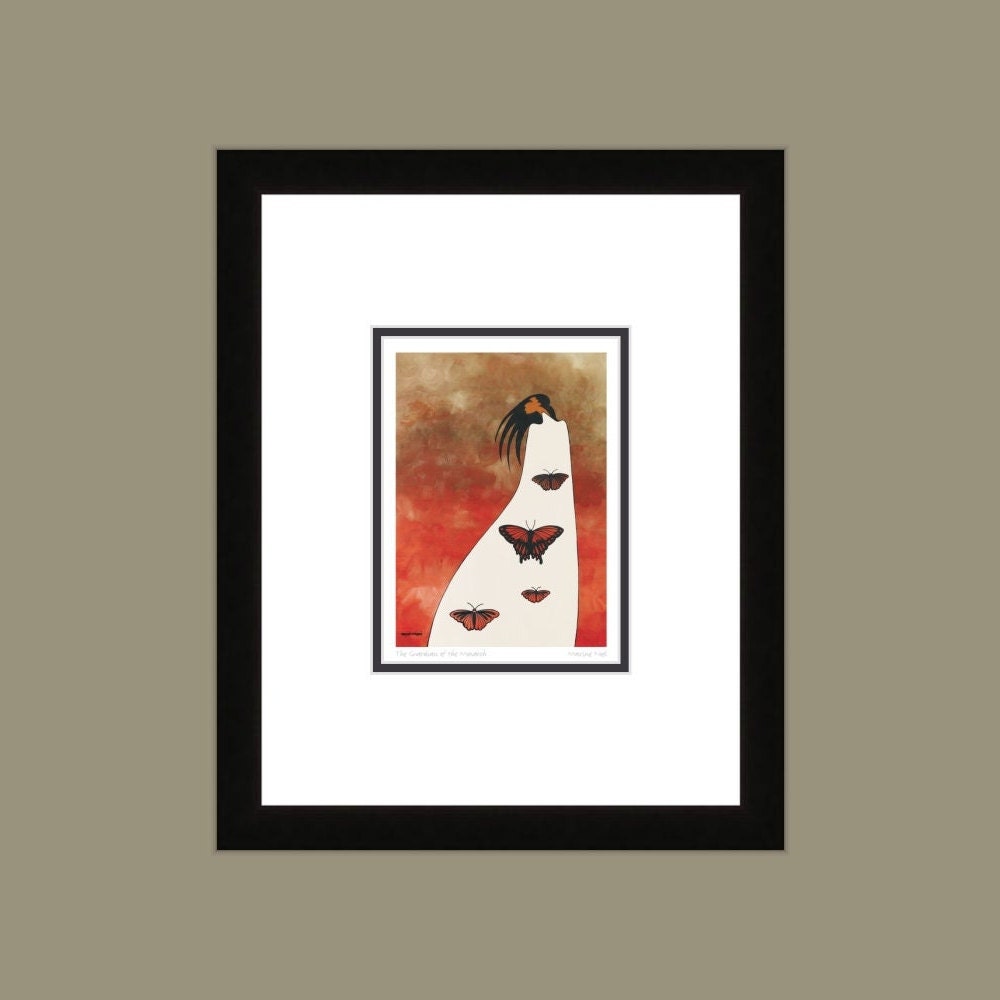 The Guardian of the Monarch by Maxine Noel, Indigenous Art Print, First Nations, Native Americans, Framed Art