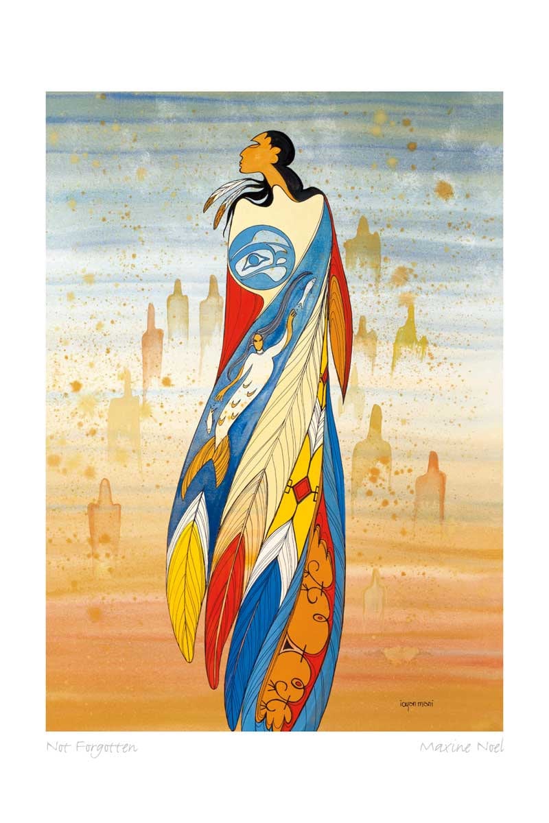 Pas oublié par Maxine Noel, impression d'art autochtone, Premières Nations, Amérindiens, carte d'art encadrée