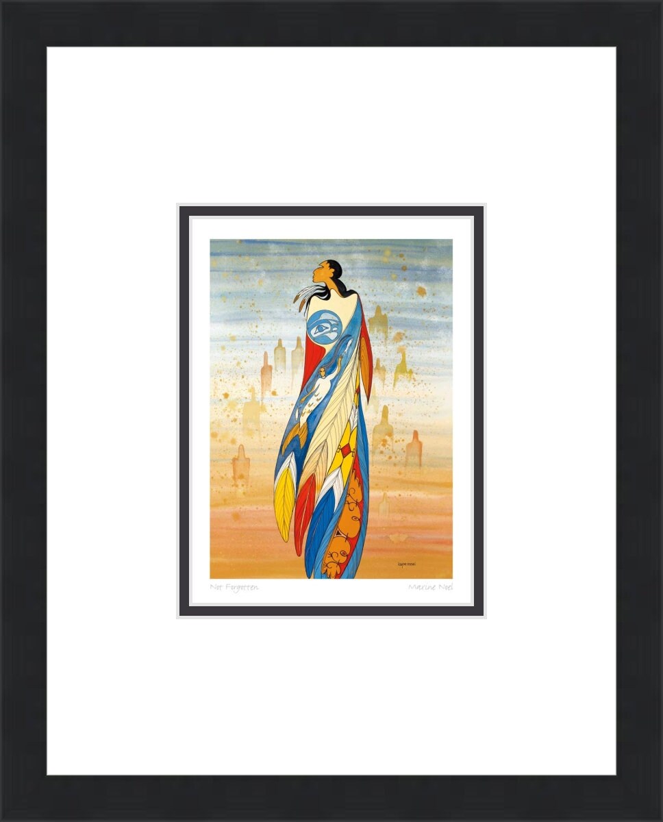 Pas oublié par Maxine Noel, impression d'art autochtone, Premières Nations, Amérindiens, carte d'art encadrée