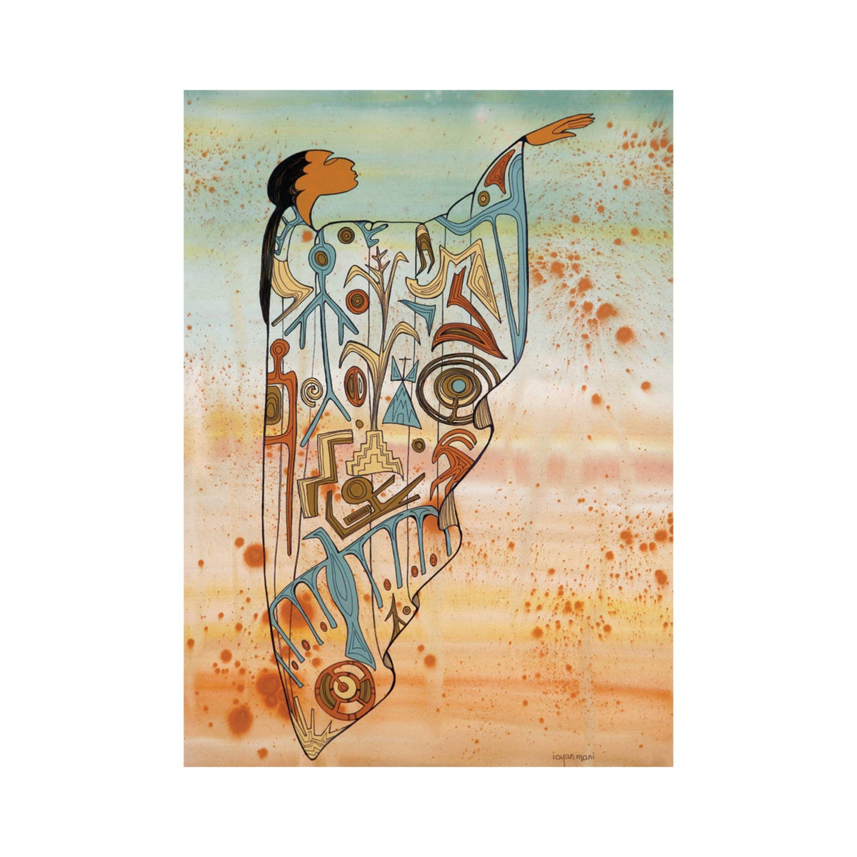 Ancient Messages by Maxine Noel, Indigenous Art Print, First Nations, Native Americans, Framed Art Card