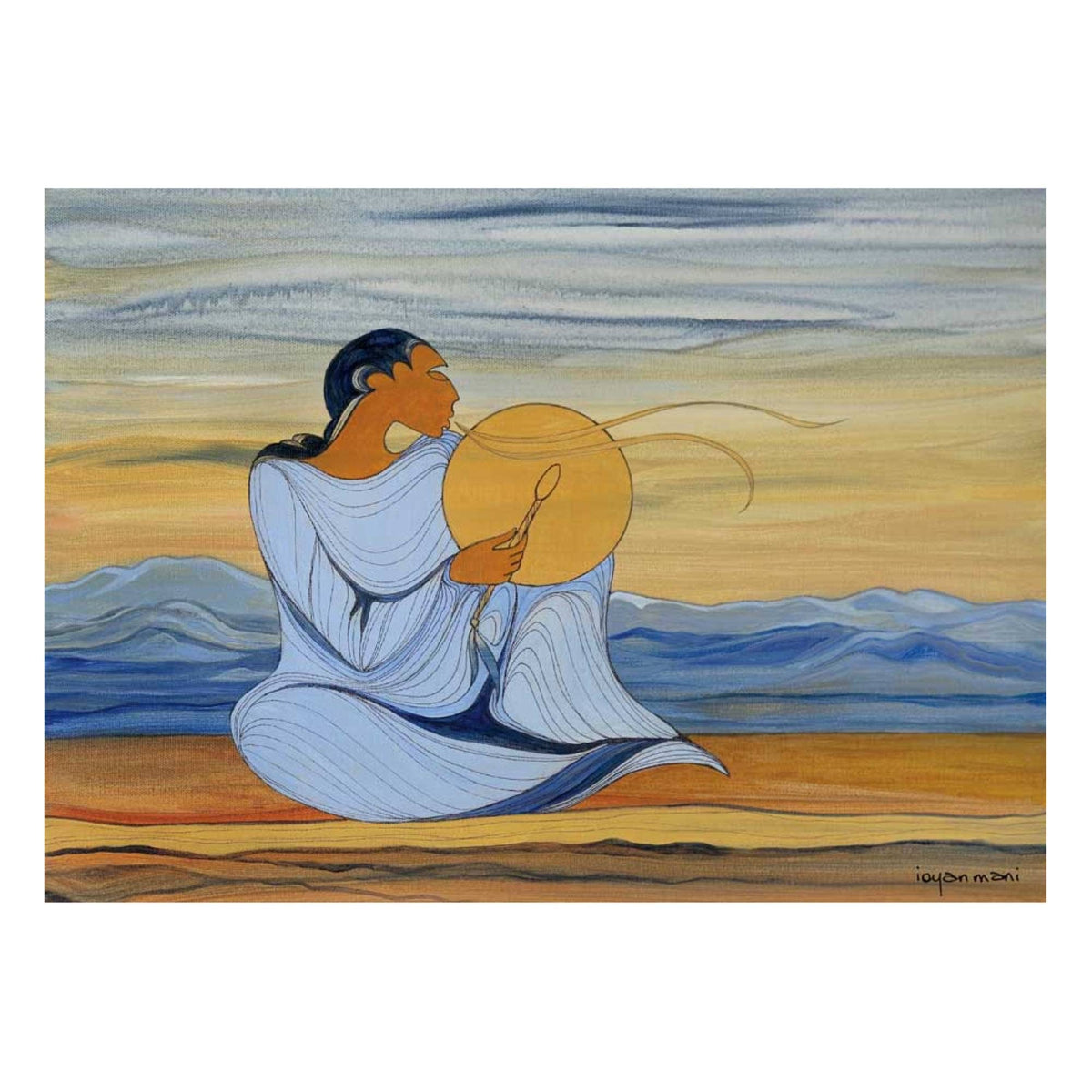 Chant de la montagne par Maxine Noel, carte d'art autochtone, Premières Nations, Amérindiens, carte d'art encadrée