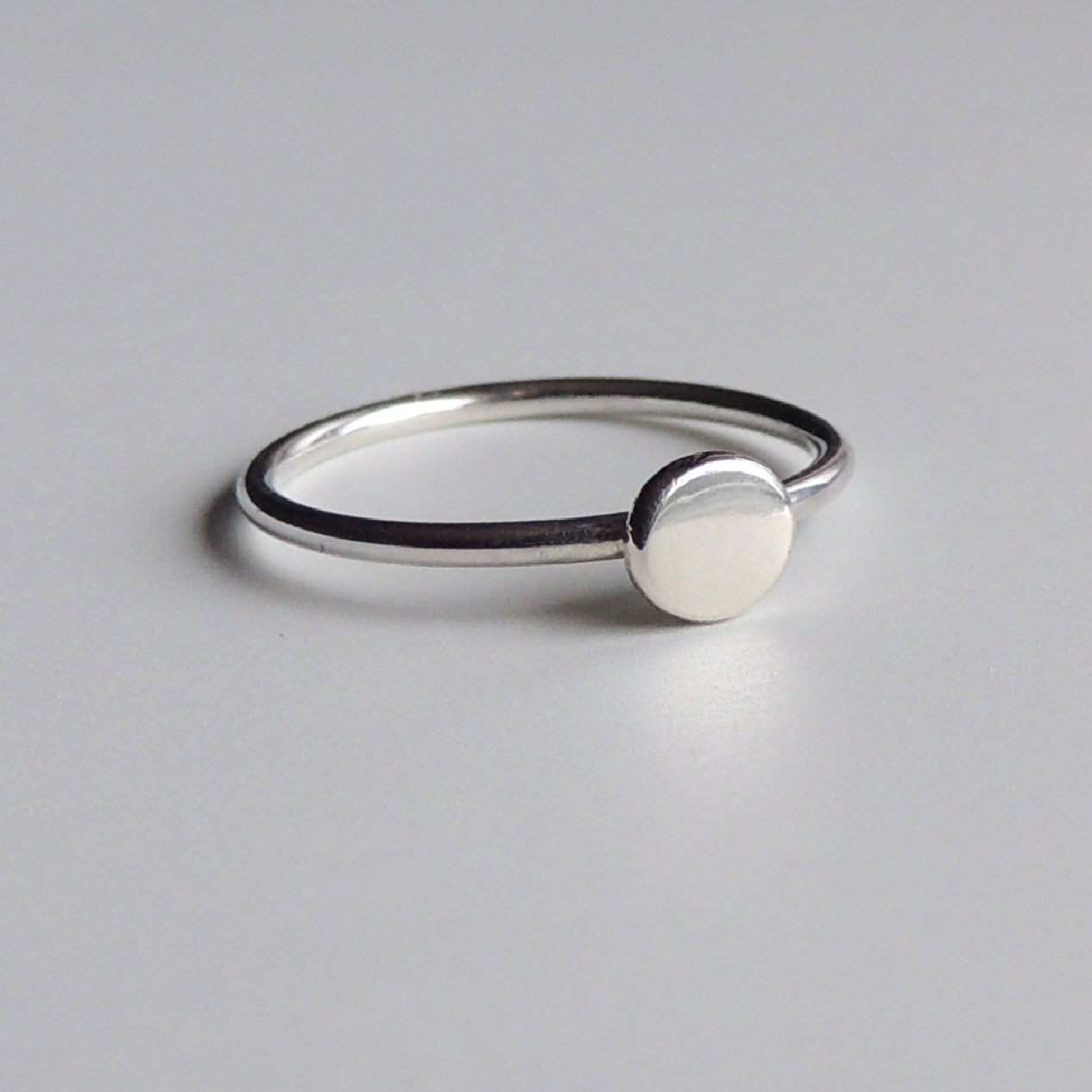 Bague à pois en argent sterling, bague empilable en argent, bague simple