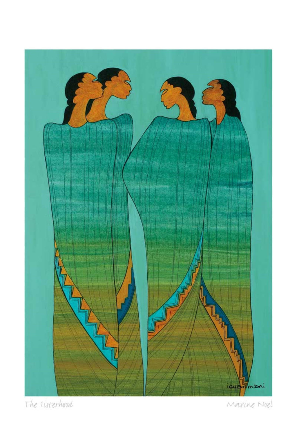 The Sisterhood par Maxine Noel, carte d'art autochtone, Premières Nations, Autochtones d'Amérique, carte encadrée