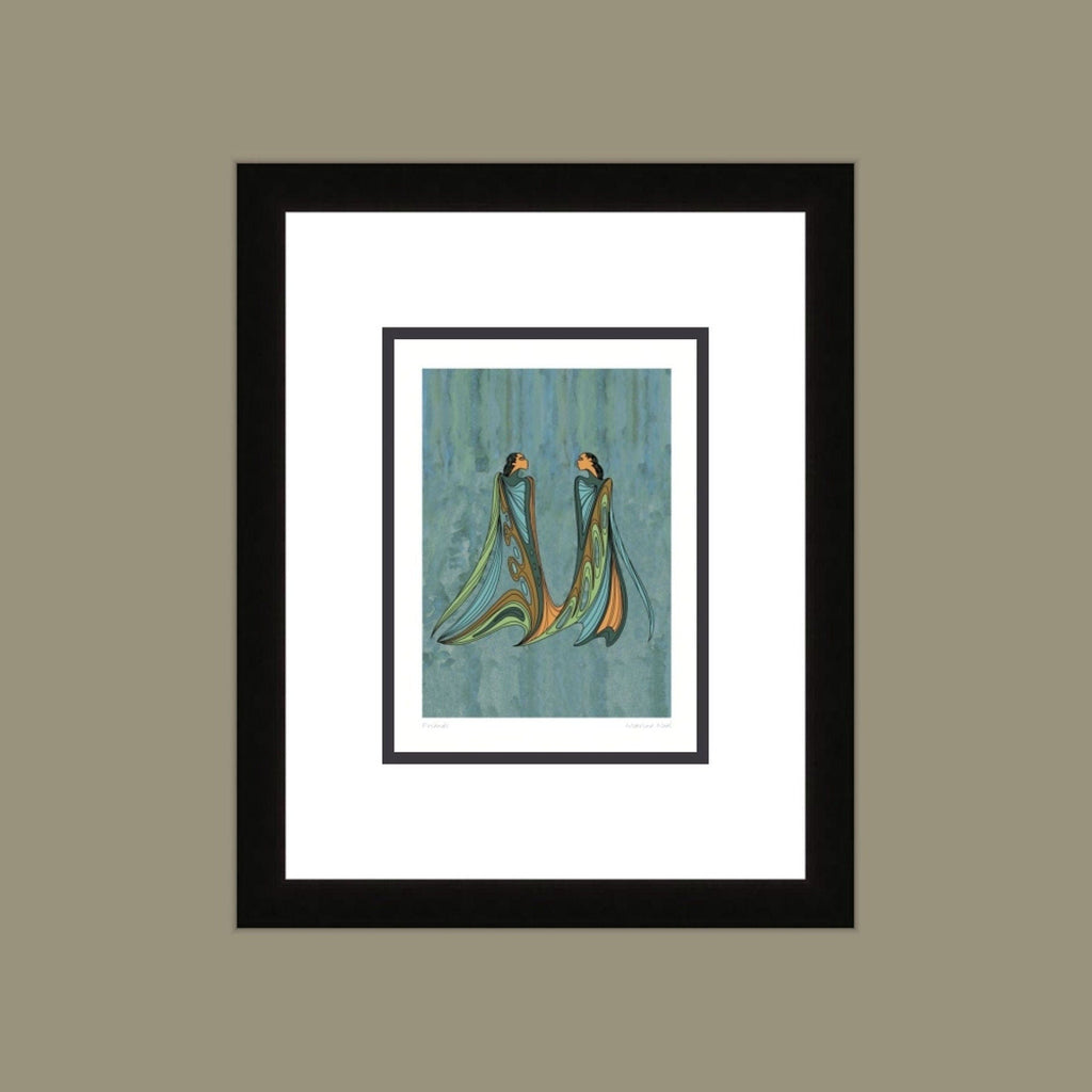 Amis par Maxine Noel, carte d'art autochtone, Premières Nations, Amérindiens, carte d'art encadrée