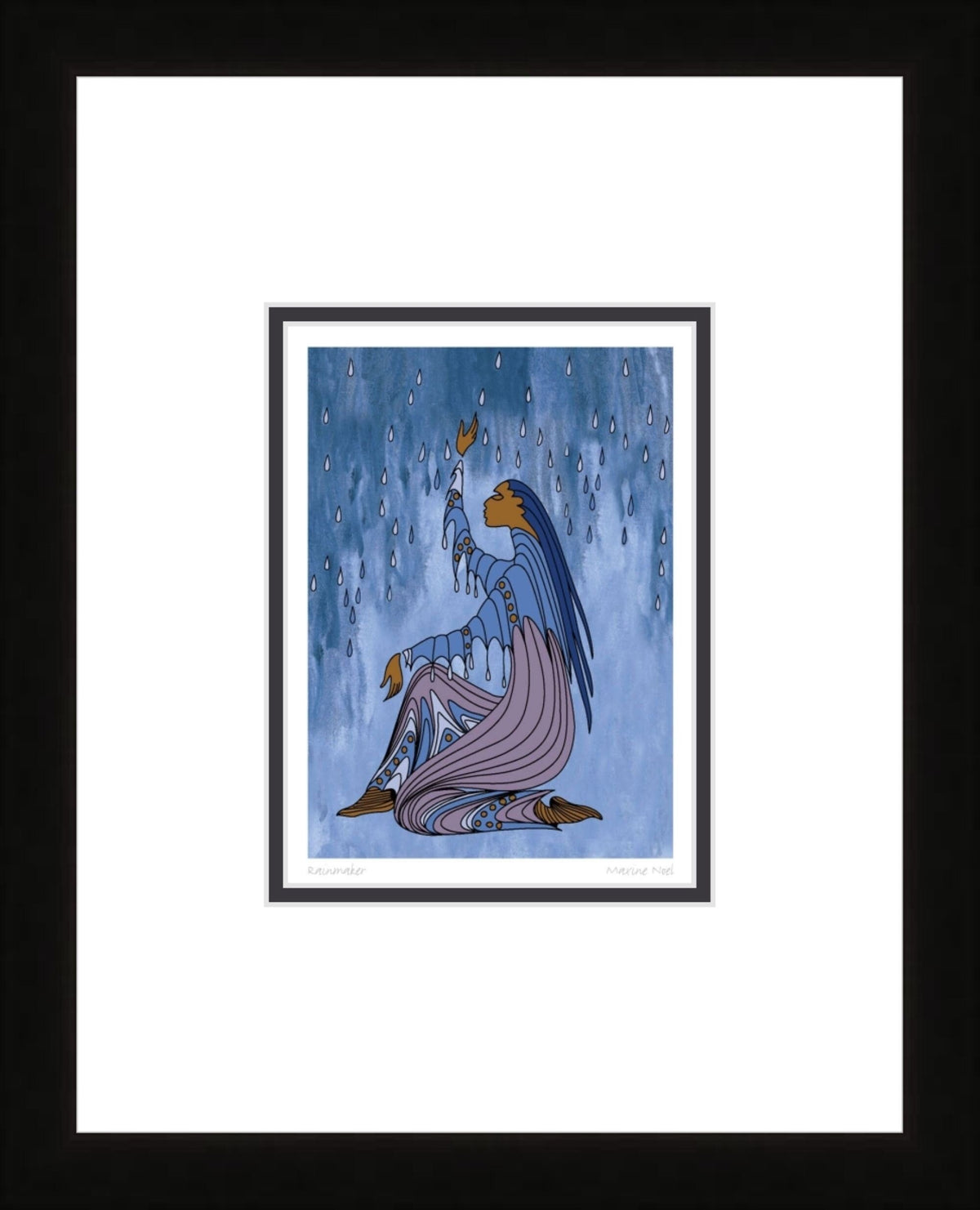 Faiseur de pluie par Maxine Noel, carte d'art autochtone, Premières Nations, Amérindiens, carte d'art encadrée