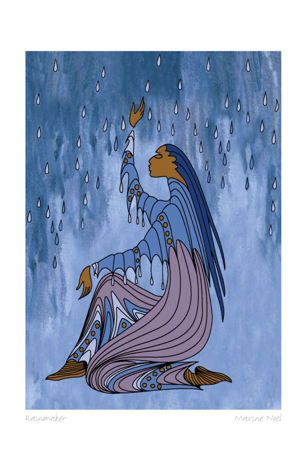 Faiseur de pluie par Maxine Noel, carte d'art autochtone, Premières Nations, Amérindiens, carte d'art encadrée