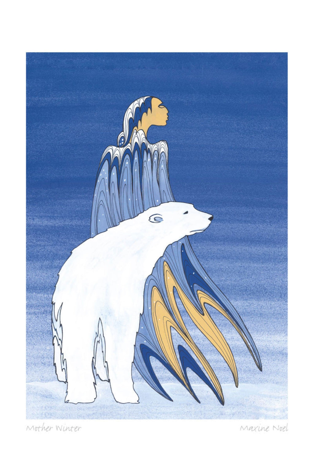 Mère Hiver par Maxine Noel, carte d'art autochtone, Premières Nations, Amérindiens, carte d'art encadrée