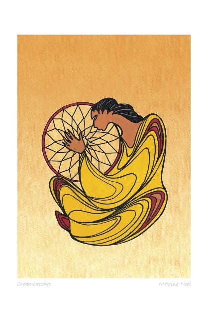 Capteur de rêves par Maxine Noel, carte d'art autochtone, Premières Nations, Amérindiens, œuvre encadrée