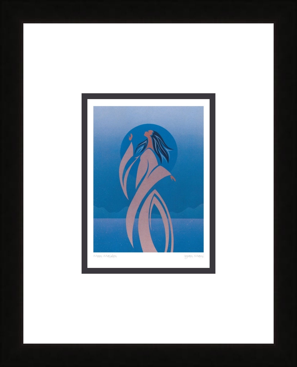 Moon Maiden par Maxine Noel, impression d'art autochtone, Premières Nations, Amérindiens, carte d'art encadrée