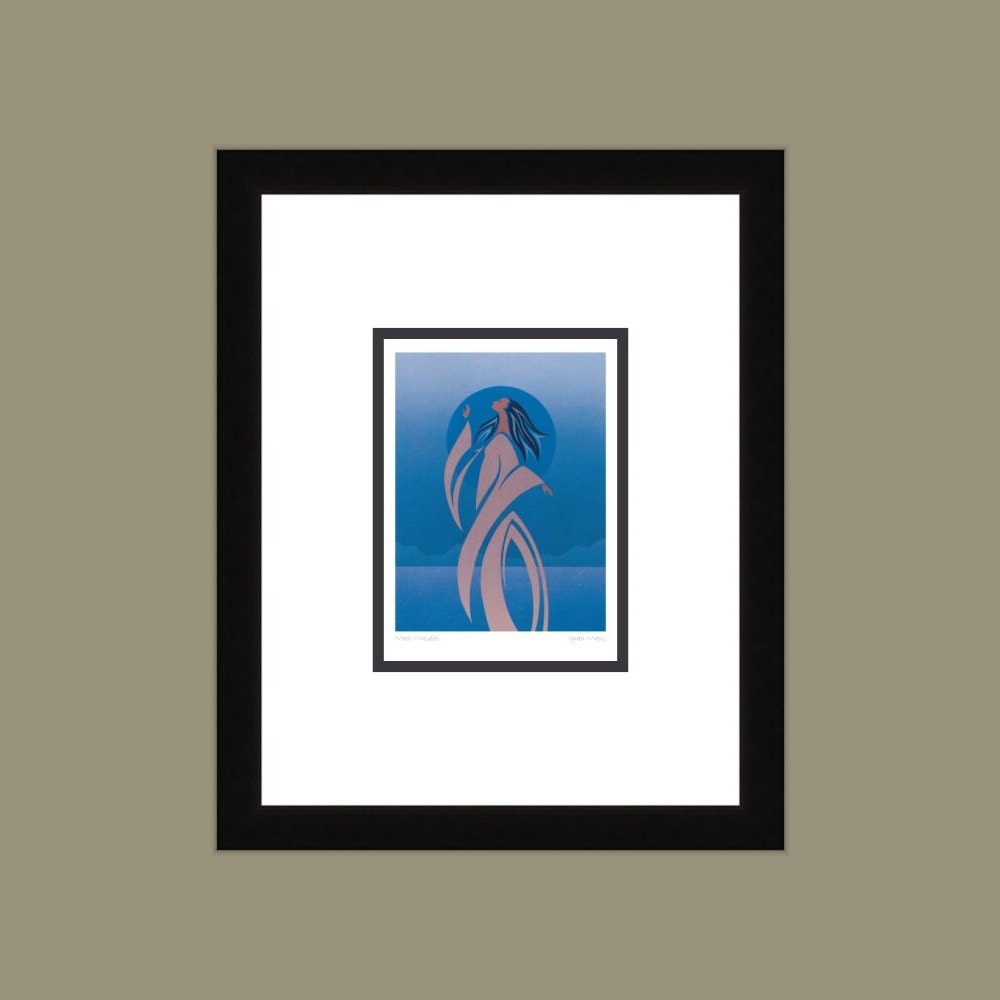 Moon Maiden par Maxine Noel, impression d'art autochtone, Premières Nations, Amérindiens, carte d'art encadrée