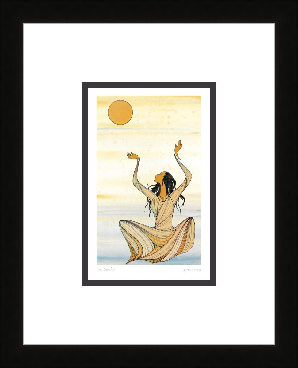 Capteur de soleil par Maxine Noel, impression d'art autochtone, Premières Nations, Amérindiens, carte d'art encadrée