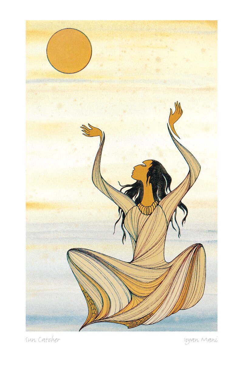 Capteur de soleil par Maxine Noel, impression d'art autochtone, Premières Nations, Amérindiens, carte d'art encadrée