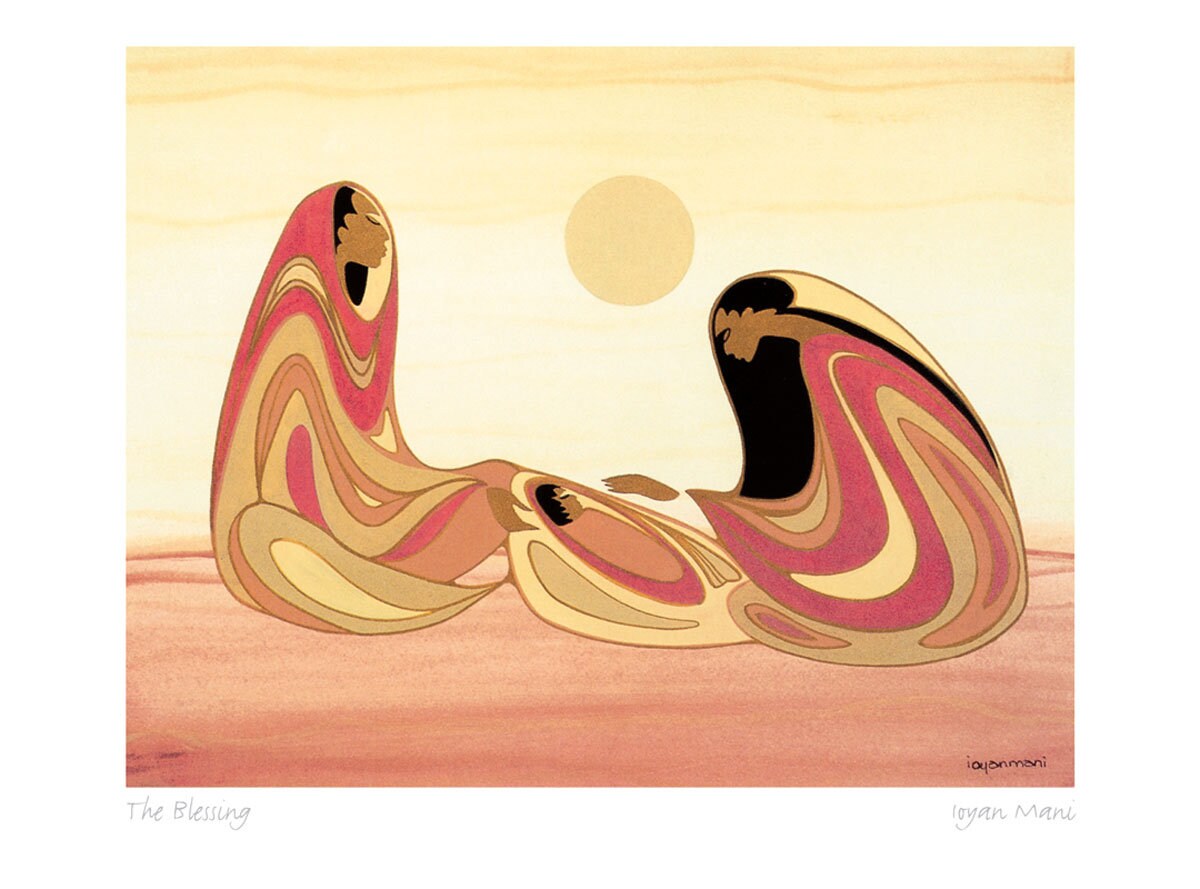 The Blessing by Maxine Noel,  Indigenous Art Print, First Nations, Native Americans, Framed Art Card