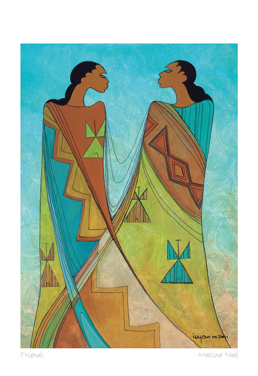 Friends par Maxine Noel, impression d'art autochtone, Premières Nations, Autochtones, carte d'art encadrée